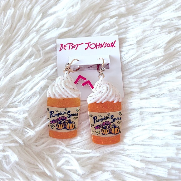 Betsy Johnson Pumpkin Spice Latte Earrings NWT - Picture 4 of 4